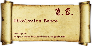 Mikolovits Bence névjegykártya
